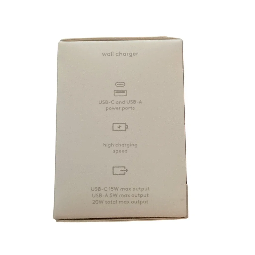 Heyday Purple Dual‎ USB Wall Charger 15W USB C 5W USB A Fast Charging